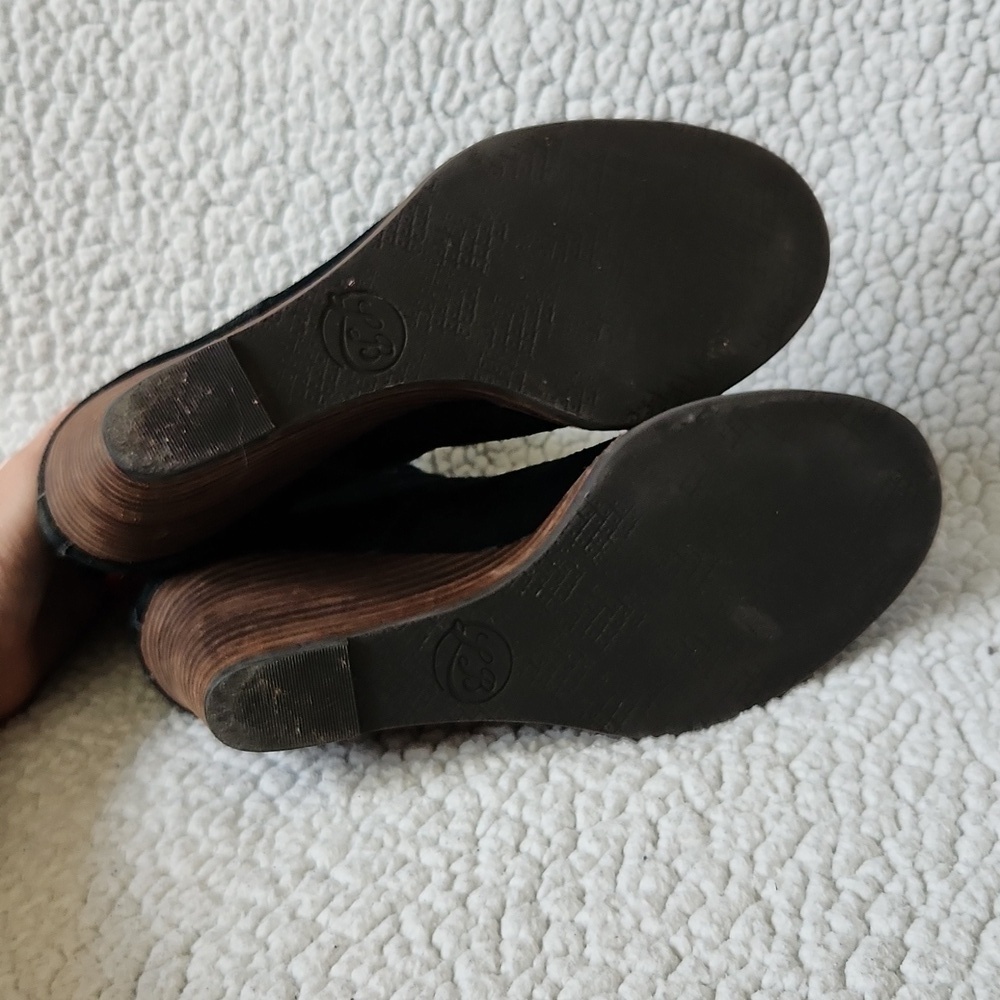 Lucky Brand genuine leather stacked wooden wedge heel boots - Picture 5 of 10
